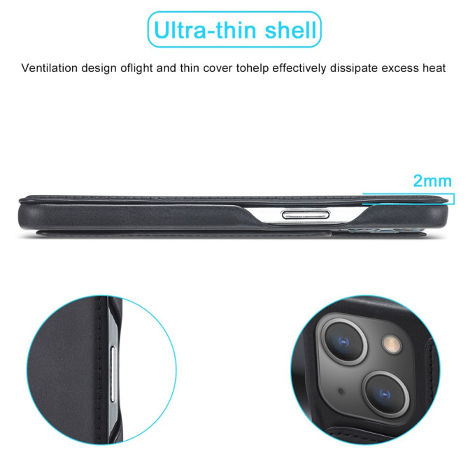 Housse iPhone 13 mini LC.IMEEKE Portefeuille Rétro