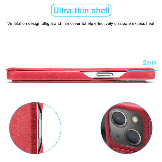 Housse iPhone 13 mini LC.IMEEKE Portefeuille Rétro