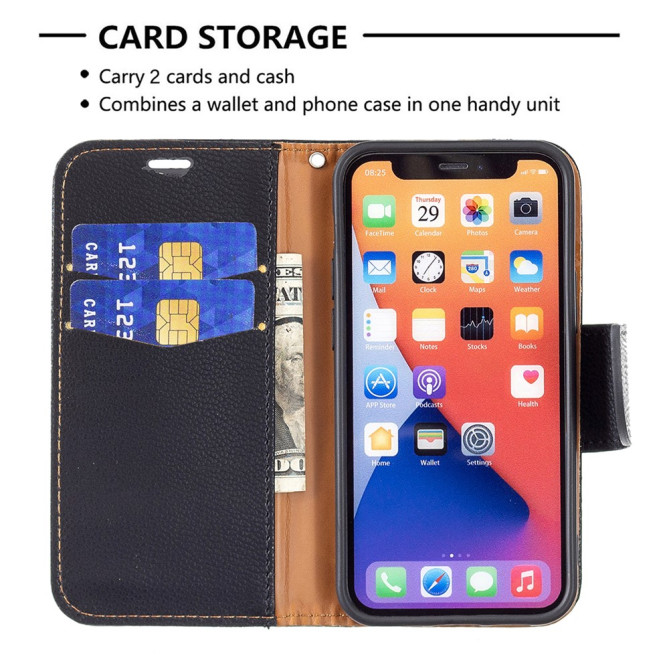 Housse iPhone 13 mini Portefeuille Support Litchi Modèle 4