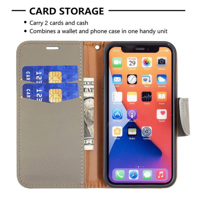 Housse iPhone 13 mini Portefeuille Support Litchi Modèle 4