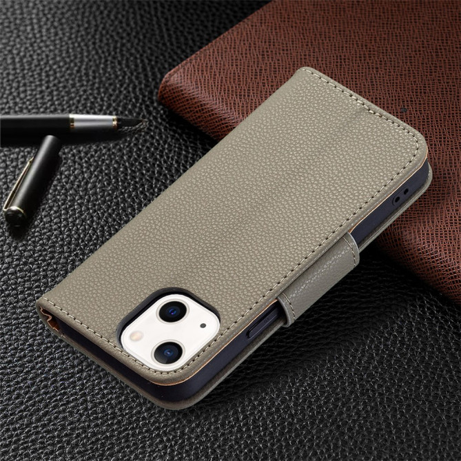 Housse iPhone 13 mini Portefeuille Support Litchi Modèle 4