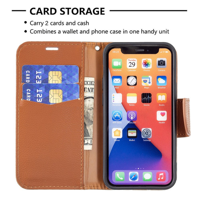 Housse iPhone 13 mini Portefeuille Support Litchi Modèle 4