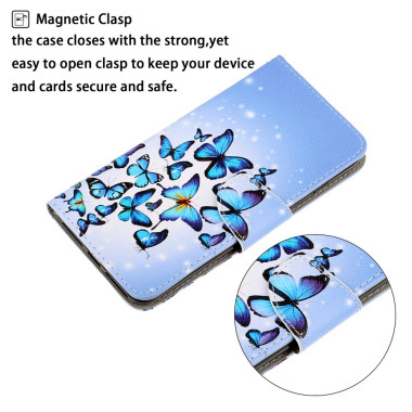 Housse iPhone 13 mini Papillon Bleu Portefeuille Support