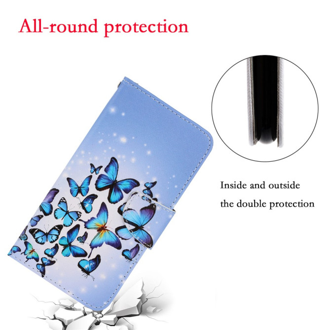 Housse iPhone 13 mini Papillon Bleu Portefeuille Support
