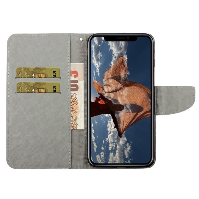 Housse iPhone 13 mini Papillon Bleu Portefeuille Support