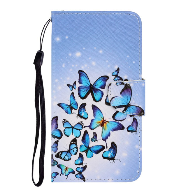 Housse iPhone 13 mini Papillon Bleu Portefeuille Support