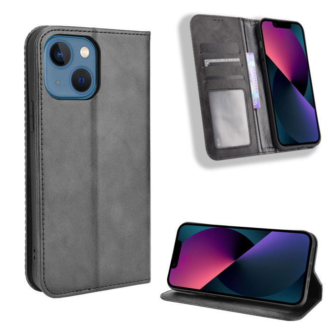 Housse iPhone 13 mini Portefeuille Support Rétro