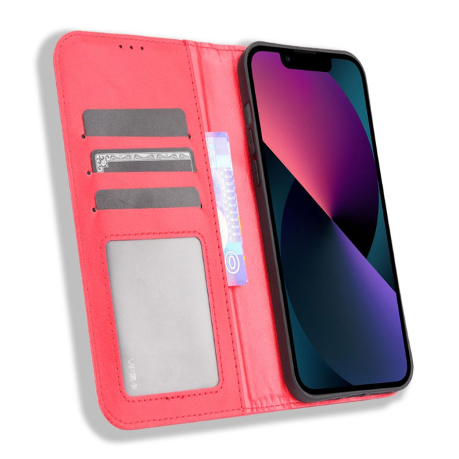 Housse iPhone 13 mini Portefeuille Support Rétro