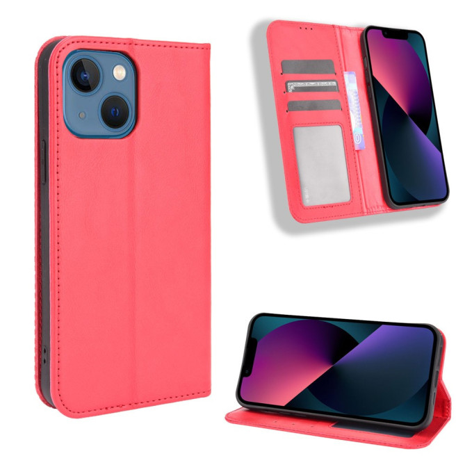 Housse iPhone 13 mini Portefeuille Support Rétro