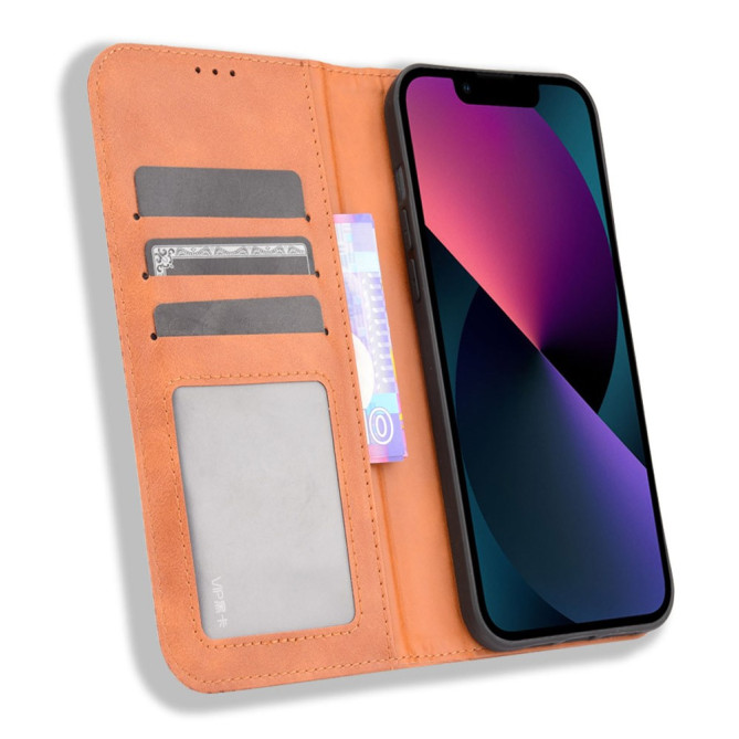 Housse iPhone 13 mini Portefeuille Support Rétro