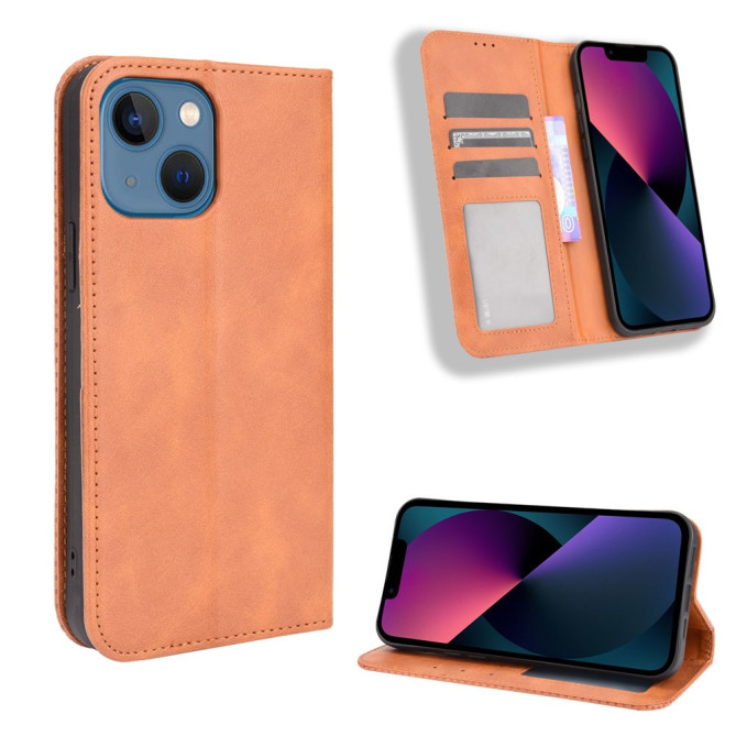 Housse iPhone 13 mini Portefeuille Support Rétro