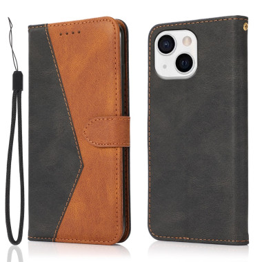 Housse iPhone 13 mini Portefeuille Support Bicolore Modèle 2