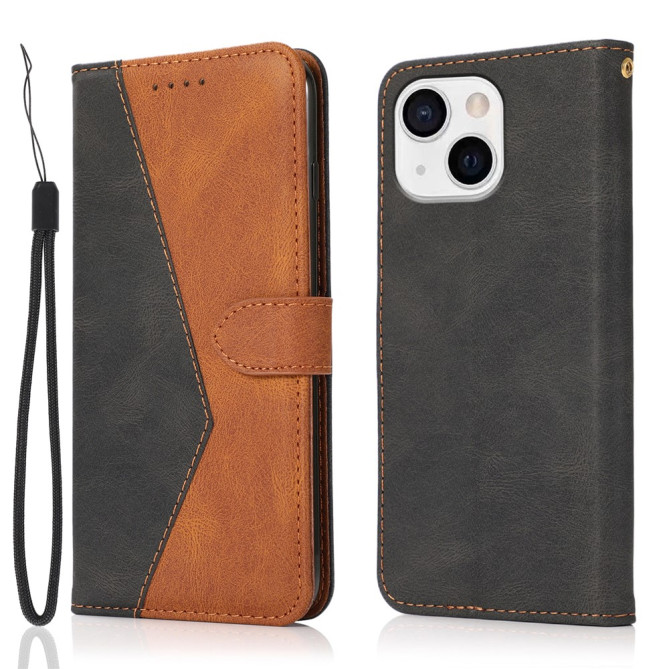 Housse iPhone 13 mini Portefeuille Support Bicolore Modèle 2