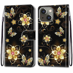 Housse iPhone 13 mini Golden Flowers And Butterflies