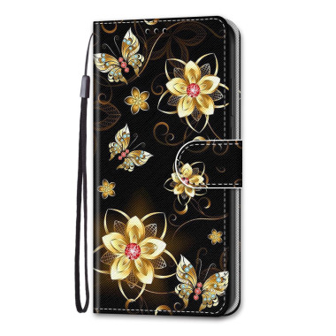 Housse iPhone 13 mini Golden Flowers And Butterflies