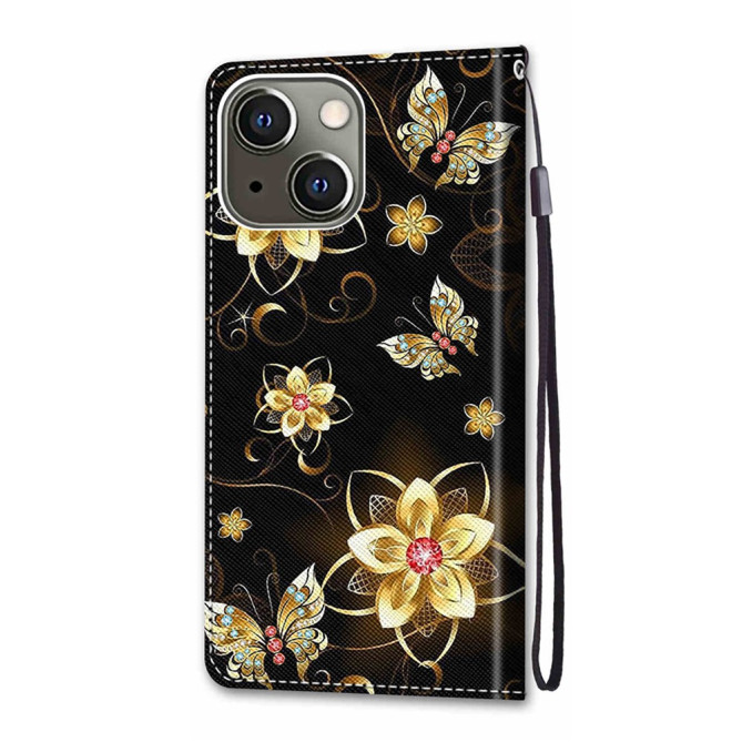 Housse iPhone 13 mini Golden Flowers And Butterflies