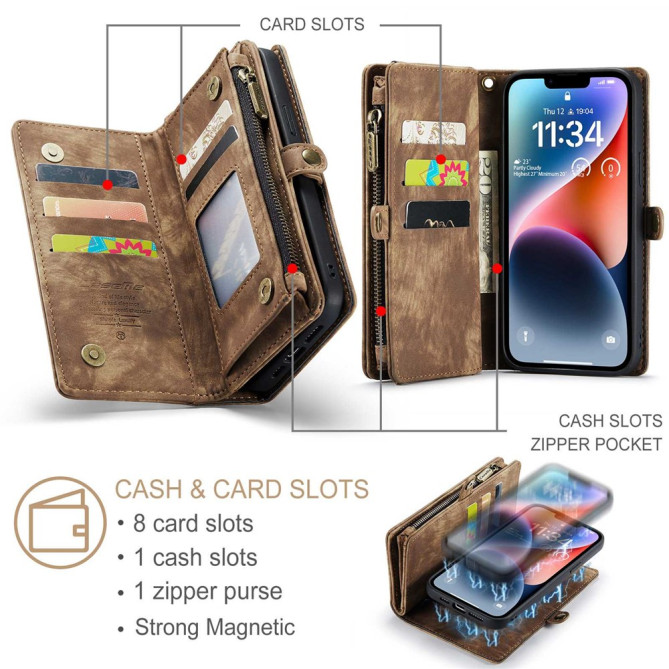 Housse iPhone 13 mini CASEME Portefeuille Support Détachable