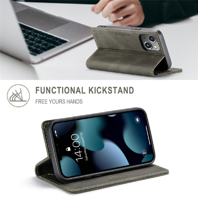 Housse iPhone 13 mini AUTSPACE Portefeuille RFID Rétro