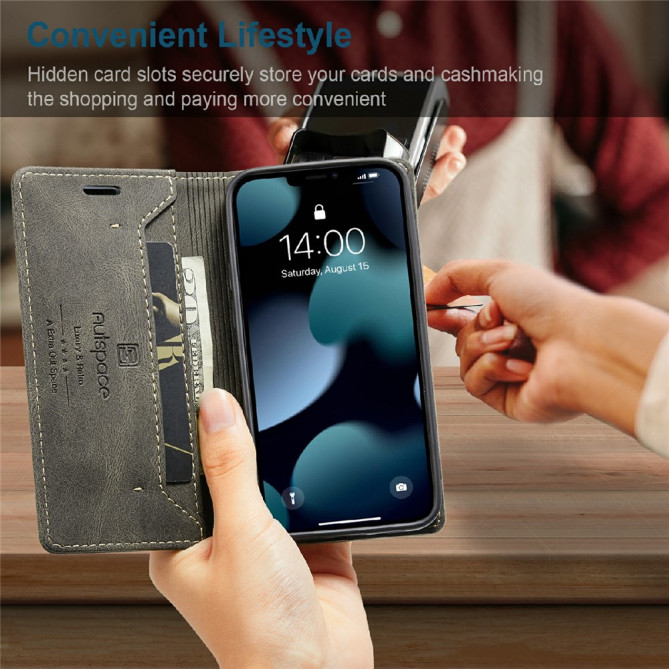 Housse iPhone 13 mini AUTSPACE Portefeuille RFID Rétro