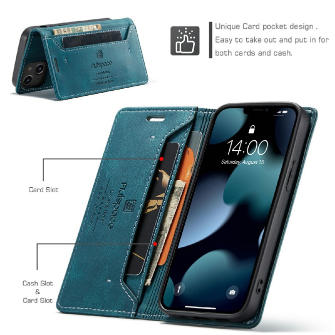 Housse iPhone 13 mini AUTSPACE Portefeuille RFID Rétro