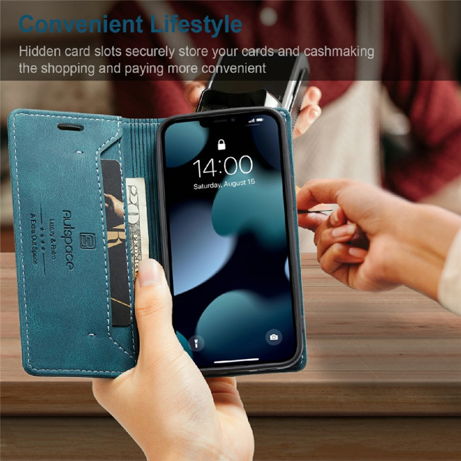 Housse iPhone 13 mini AUTSPACE Portefeuille RFID Rétro