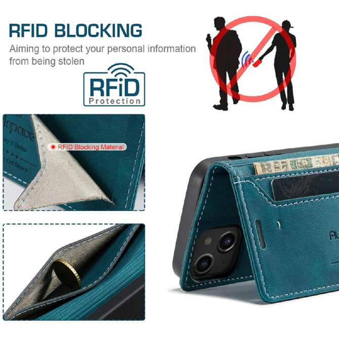 Housse iPhone 13 mini AUTSPACE Portefeuille RFID Rétro