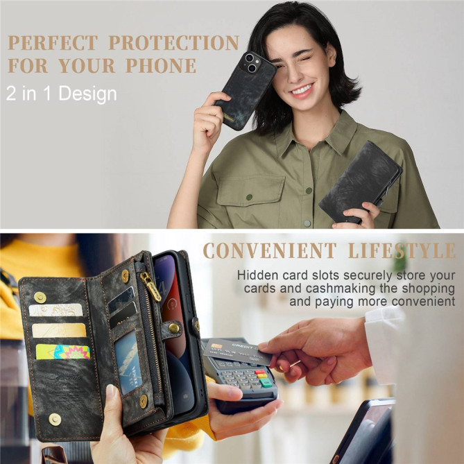 Housse iPhone 13 mini CASEME Portefeuille Support Détachable