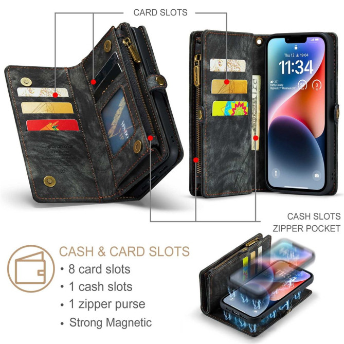 Housse iPhone 13 mini CASEME Portefeuille Support Détachable