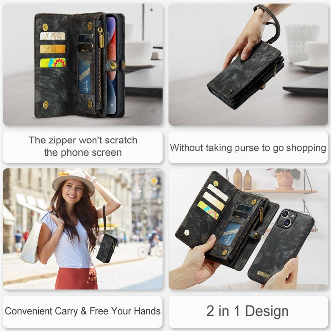 Housse iPhone 13 mini CASEME Portefeuille Support Détachable