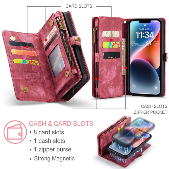 Housse iPhone 13 mini CASEME Portefeuille Support Détachable