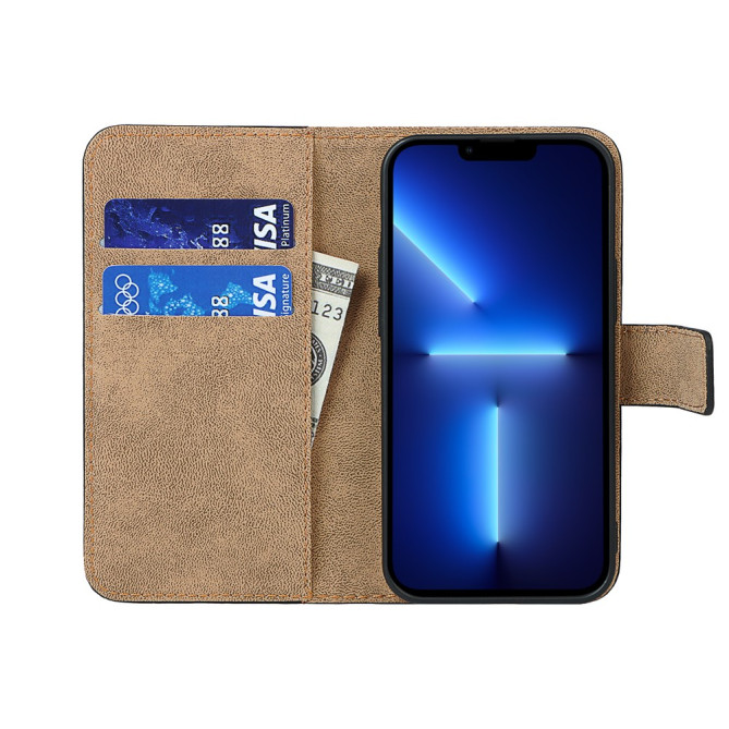 Housse iPhone 13 mini Portefeuille Support Cuir Véritable Modèle 2
