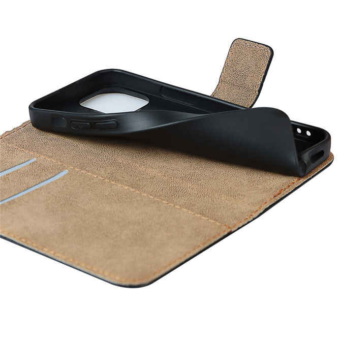 Housse iPhone 13 mini Portefeuille Support Cuir Véritable Modèle 2