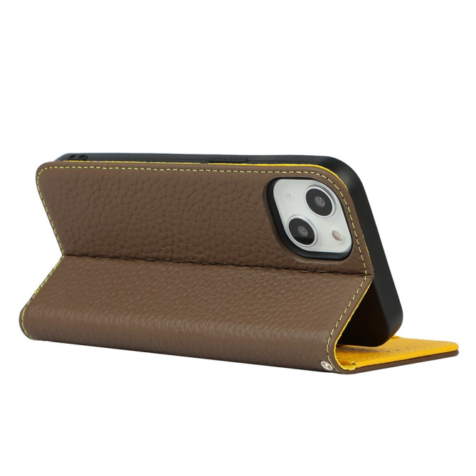 Housse iPhone 13 mini Portefeuille Support Cuir Véritable Modèle 3