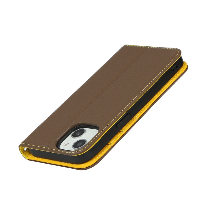 Housse iPhone 13 mini Portefeuille Support Cuir Véritable Modèle 3