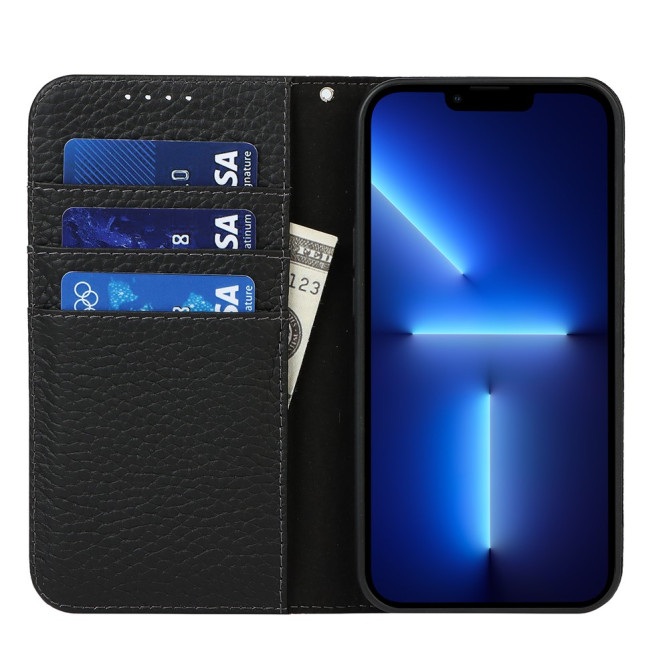 Housse iPhone 13 mini Portefeuille Support Cuir Véritable Modèle 3