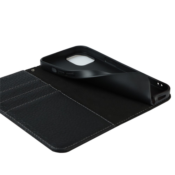 Housse iPhone 13 mini Portefeuille Support Cuir Véritable Modèle 3