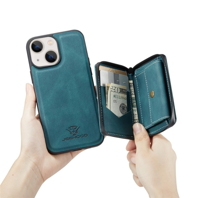 Housse iPhone 13 mini YB Portefeuille Fermeture Éclair Magnétique