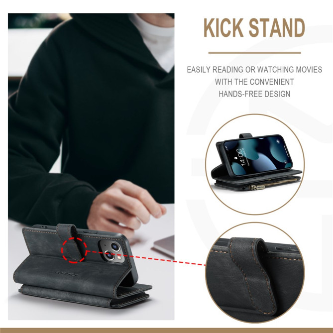 Housse iPhone 13 mini CASEME Portefeuille Fermeture Éclair