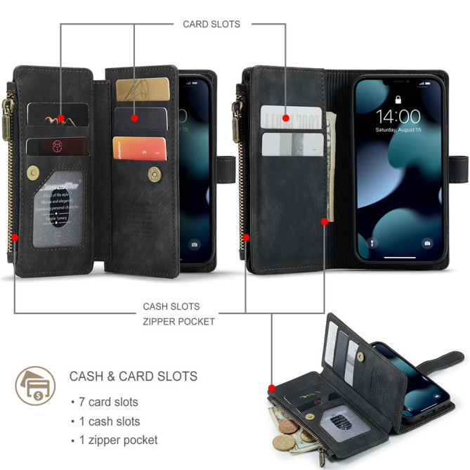 Housse iPhone 13 mini CASEME Portefeuille Fermeture Éclair