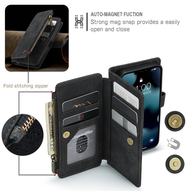 Housse iPhone 13 mini CASEME Portefeuille Fermeture Éclair