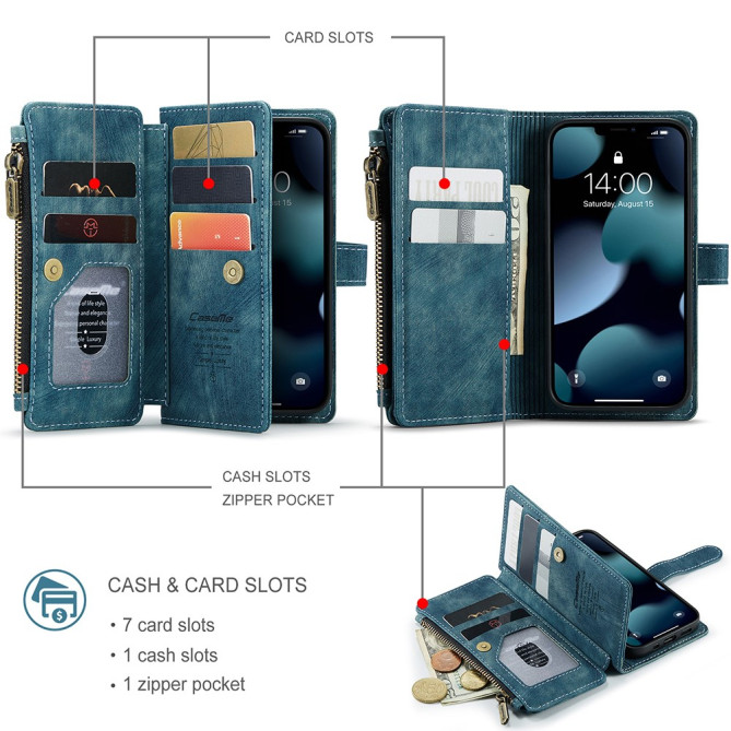 Housse iPhone 13 mini CASEME Portefeuille Fermeture Éclair