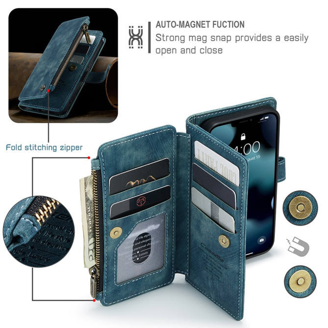 Housse iPhone 13 mini CASEME Portefeuille Fermeture Éclair