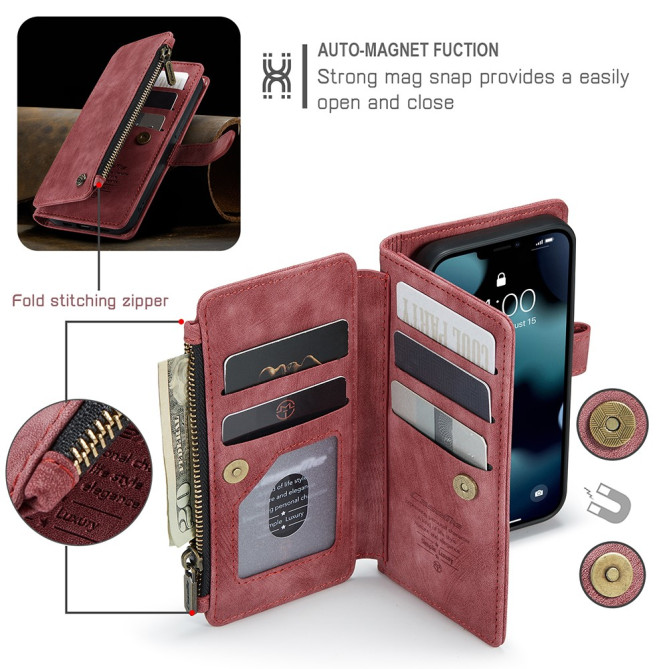 Housse iPhone 13 mini CASEME Portefeuille Fermeture Éclair