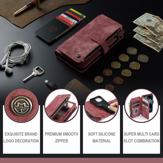 Housse iPhone 13 mini CASEME Portefeuille Fermeture Éclair