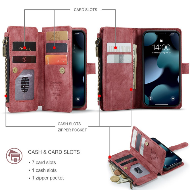 Housse iPhone 13 mini CASEME Portefeuille Fermeture Éclair