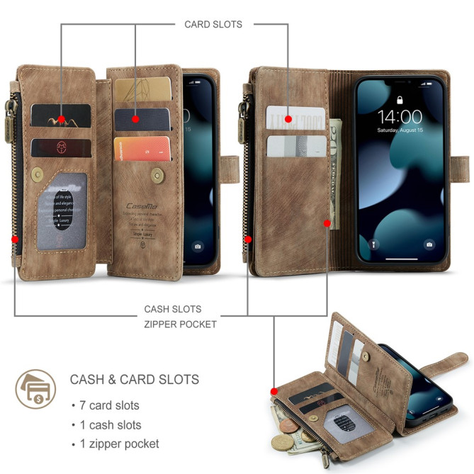 Housse iPhone 13 mini CASEME Portefeuille Fermeture Éclair