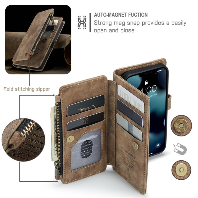 Housse iPhone 13 mini CASEME Portefeuille Fermeture Éclair
