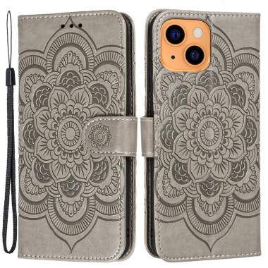 Housse iPhone 13 mini Mandala Floral Portefeuille Support Modèle 2