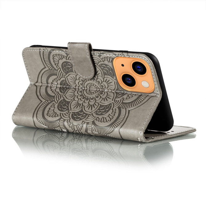 Housse iPhone 13 mini Mandala Floral Portefeuille Support Modèle 2