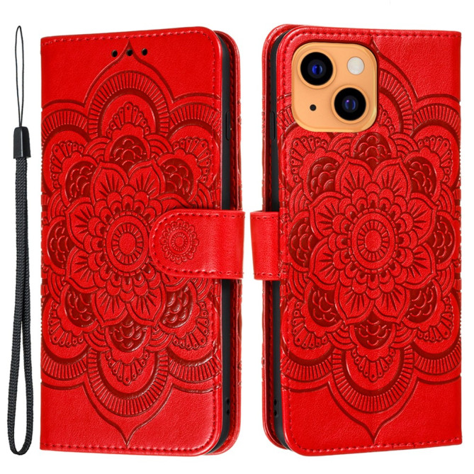 Housse iPhone 13 mini Mandala Floral Portefeuille Support Modèle 2